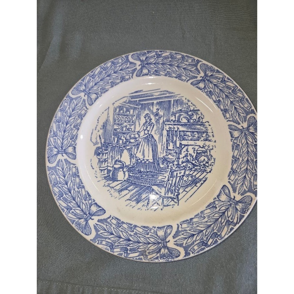 Universal Cambridge Calico Blue White Colonial Kitchen Dinner Plate